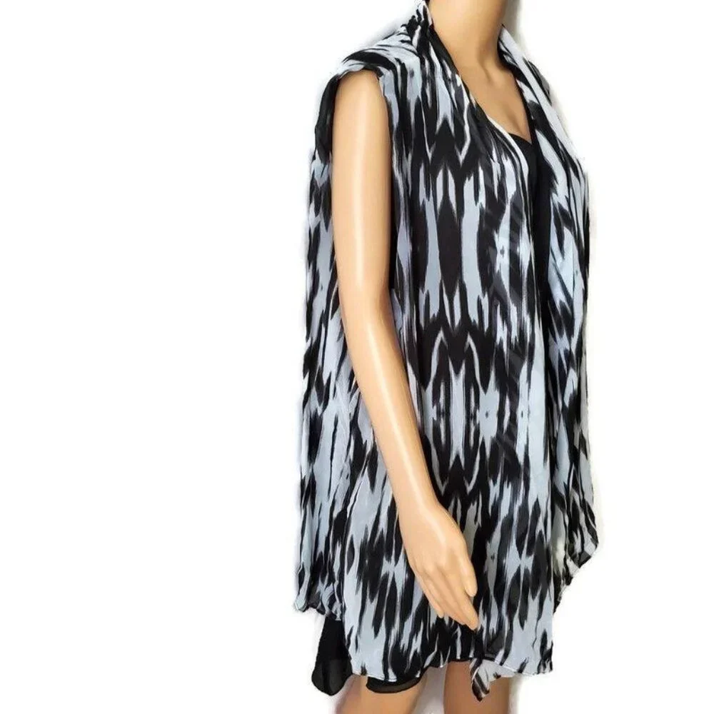 Timeline Womens Plus Size Cloak Style Longline Sleeveless Black Tunic Blouse 3XL - Picture 5 of 13